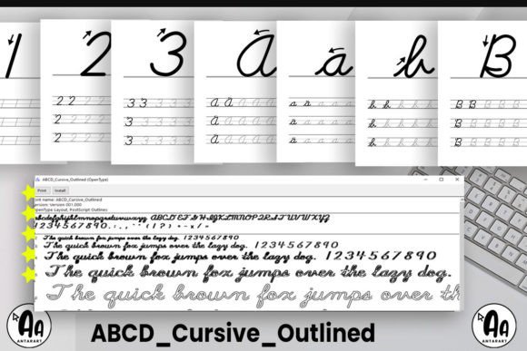 Abcd Cursive Outlined Font Poster 2