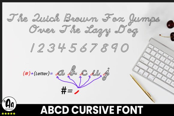 Abcd Cursive Outlined Font Poster 3