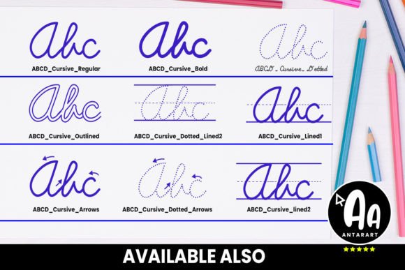 Abcd Cursive Outlined Font Poster 4