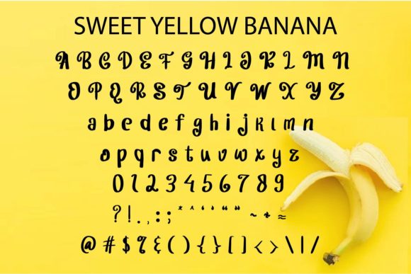 Sweet Yellow Banana Font Poster 5