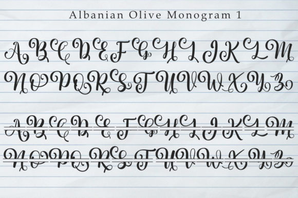 Albanian Olive Monogram Font Poster 4