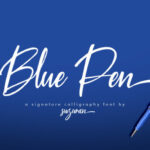 Blue Pen Script Font Poster 1