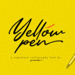 Yellow Pen Script Font Poster 1