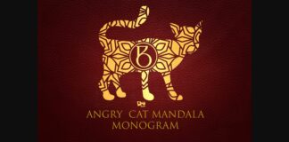 Angry Cat Mandala Monogram Font Poster 1