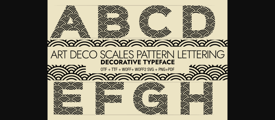 Art Deco Scales Pattern Lettering Font Poster 3