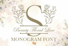 Beauty Floral Line Monogram Font Poster 1