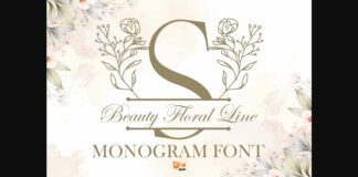 Beauty Floral Line Monogram Font Poster 1