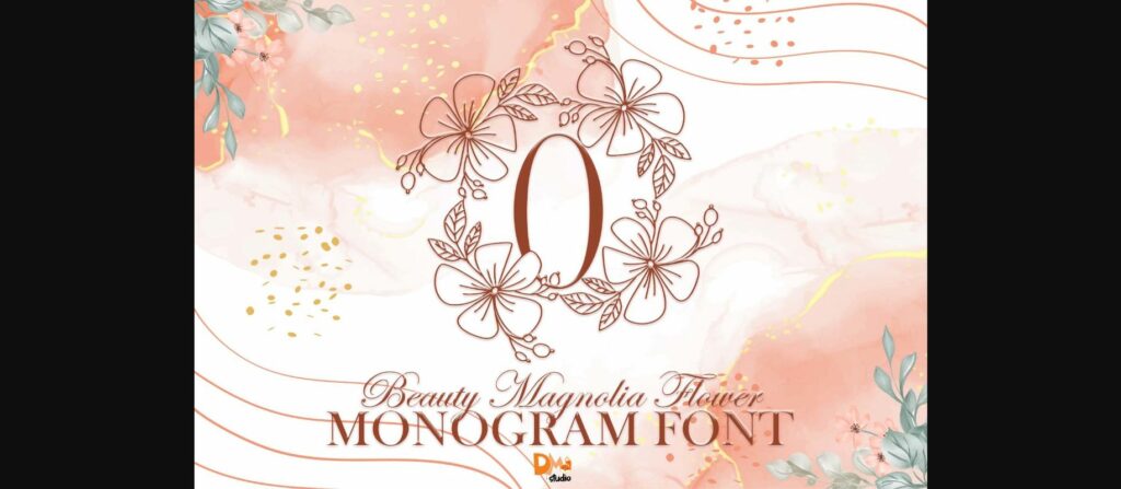 Beauty Magnolia Flower Monogram Font Poster 1