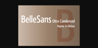 BelleSans Ultra Condensed Regular and Oblique Font Poster 1
