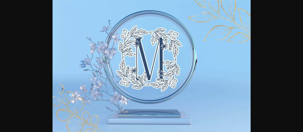 Blue Spring Floral Monogram Font Poster 5