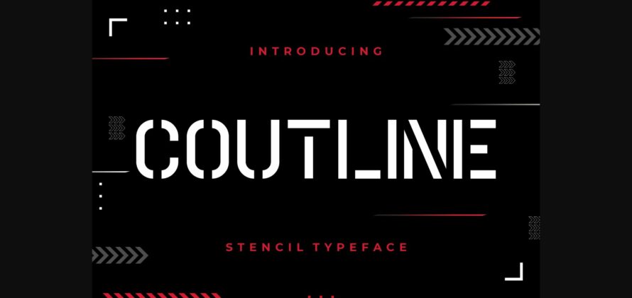 Coutline Stencil Typeface Font Poster 3