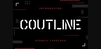 Coutline Stencil Typeface Font Poster 1