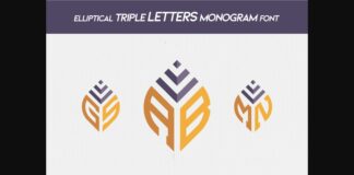 Elliptical Triple Letters Monogram Font Poster 1