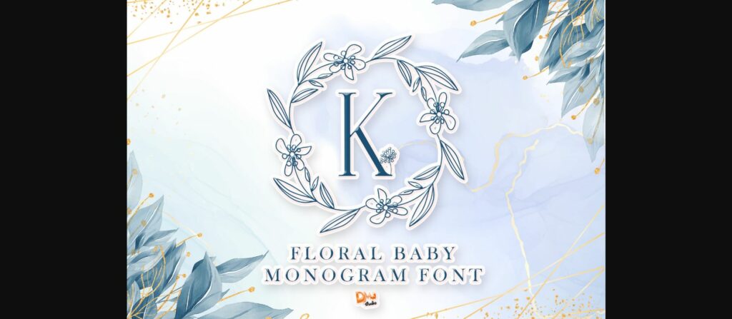 Floral Baby Monogram Font Poster 1