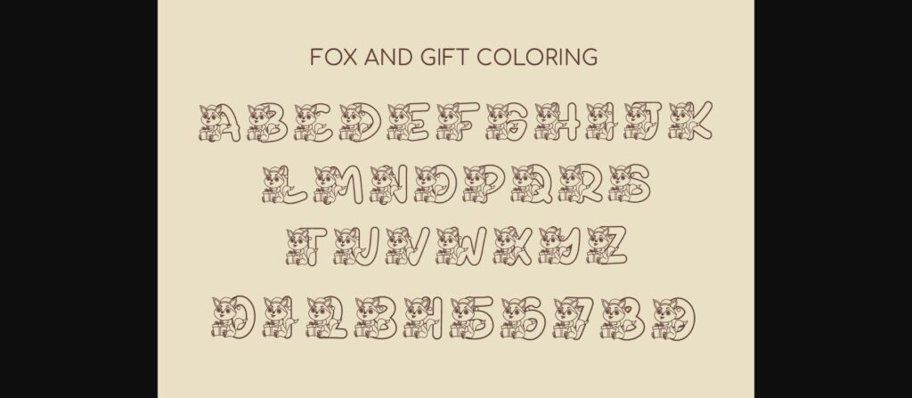 Fox and Gift Coloring Font Poster 5