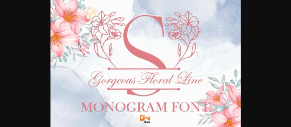 Gorgeous Floral Line Monogram Font Poster 3