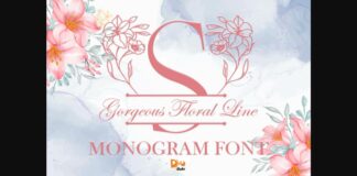 Gorgeous Floral Line Monogram Font Poster 1