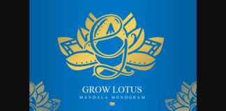 Grow Lotus Mandala Monogram Font Poster 1