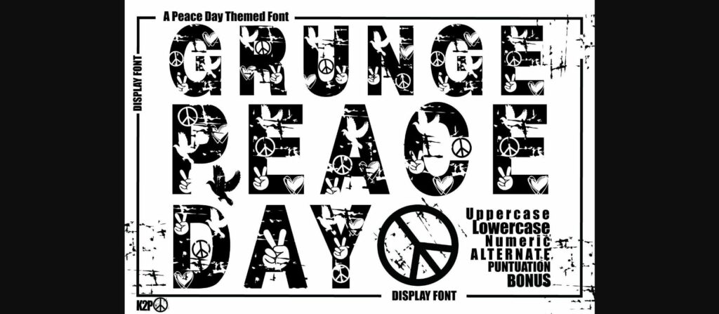 Grunge Peace Day Font Poster 1