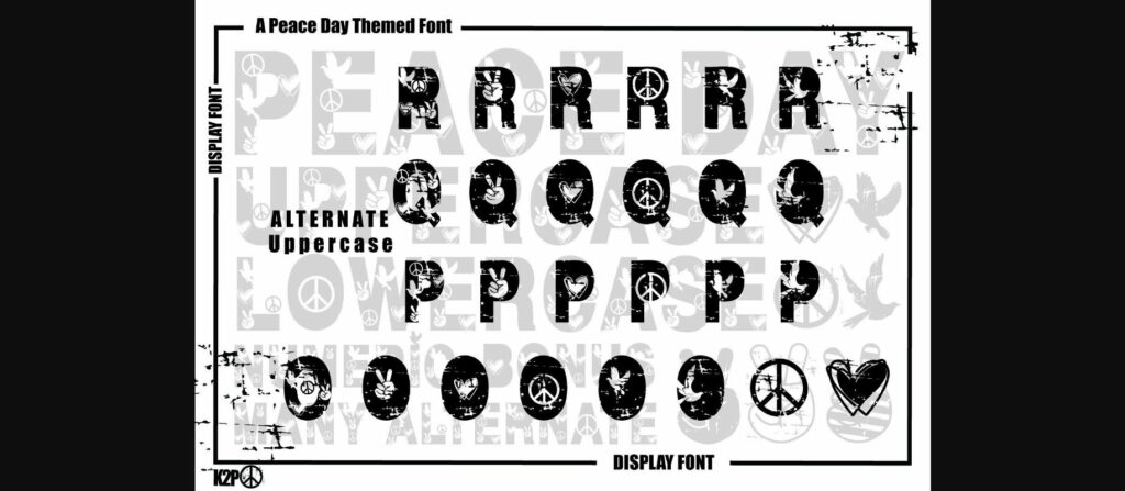 Grunge Peace Day Font Poster 8