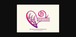Heart Flower Monogram Font Poster 1