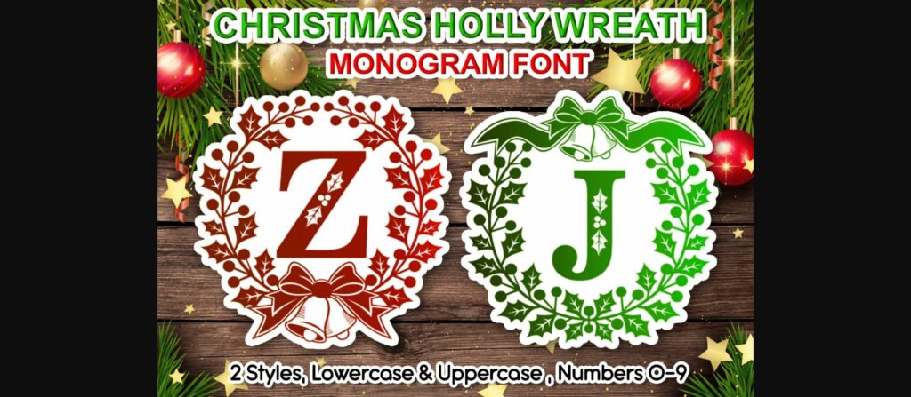 Holly Wreath Font Poster 1