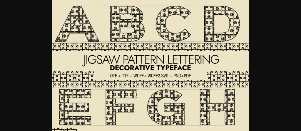 Jigsaw Pattern Lettering Font Poster 1