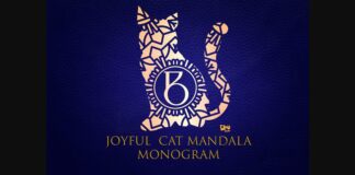 Joyful Cat Mandala Monogram Font Poster 1