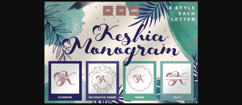 Keshia Monogram Font Poster 3