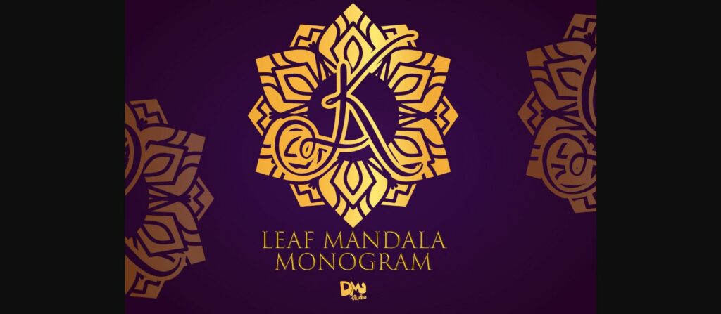 Leaf Mandala Monogram Font Poster 3