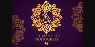 Leaf Mandala Monogram Font Poster 1