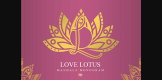 Love Lotus Mandala Monogram Font Poster 1