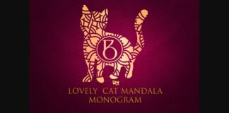 Lovely Cat Mandala Monogram Font Poster 1