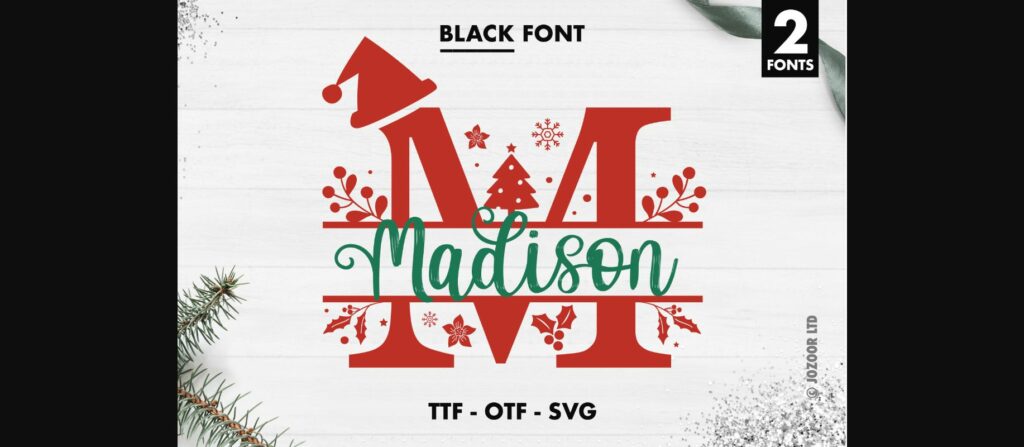 Madison Christmas Split Monogram Font Poster 1