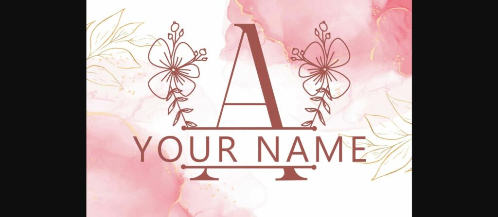 Magnolia Floral Line Monogram Font Poster 4