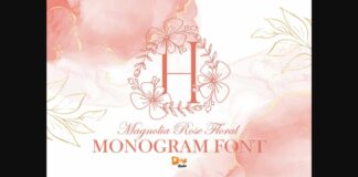 Magnolia Rose Floral Monogram Font Poster 1