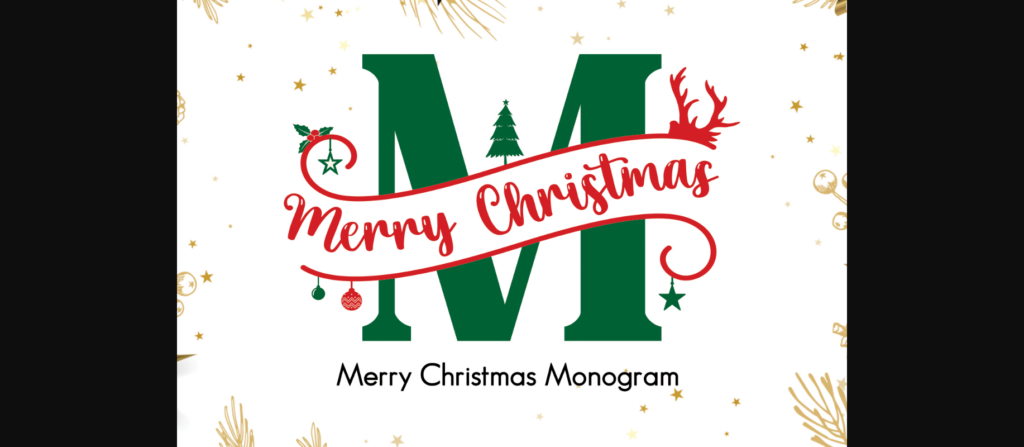 Merry Christmas Monogram Font Poster 3