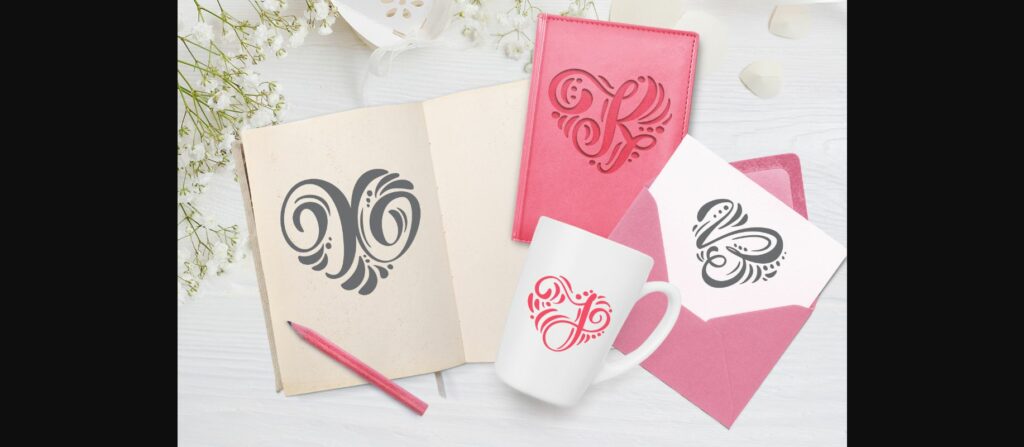 Monogram Valentine Font Poster 8