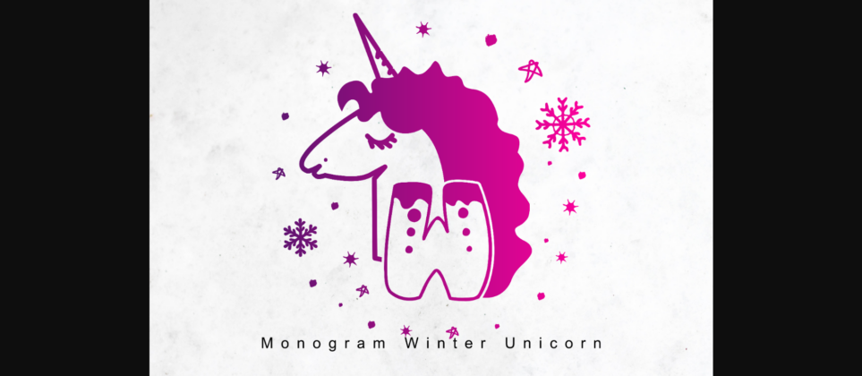 Monogram Winter Unicorn Font Poster 3