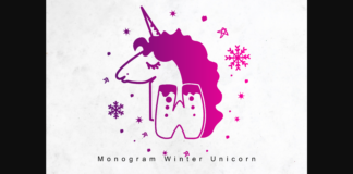 Monogram Winter Unicorn Font Poster 1