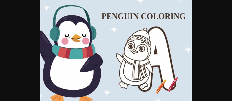 Penguin Coloring Font Poster 3