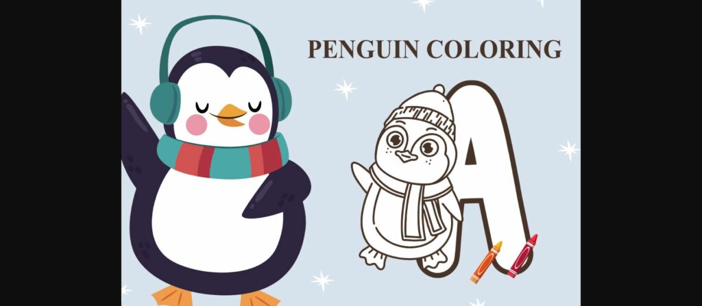 Penguin Coloring Font Poster 1