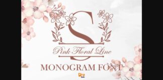 Pink Floral Line Monogram Font Poster 1