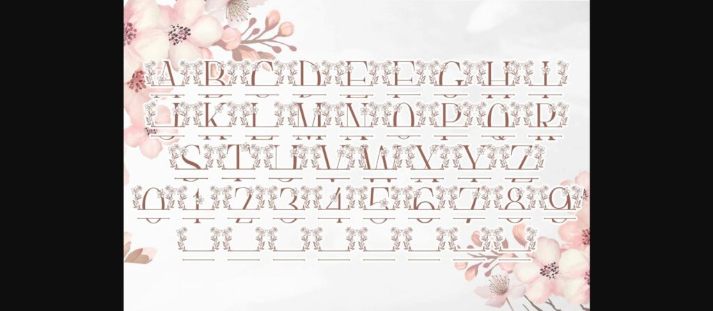 Pink Floral Line Monogram Font Poster 6