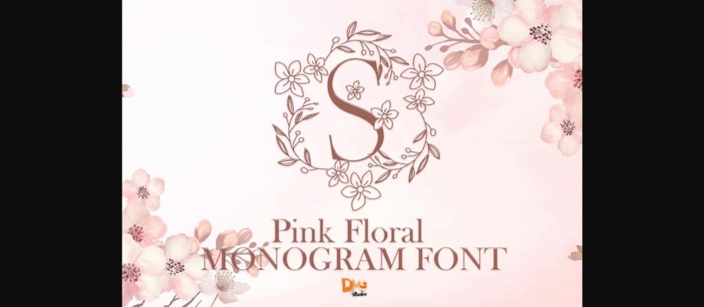 Pink Floral Monogram Font Poster 3