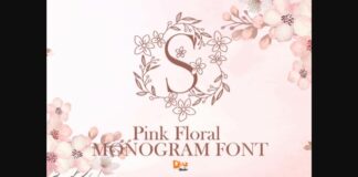 Pink Floral Monogram Font Poster 1