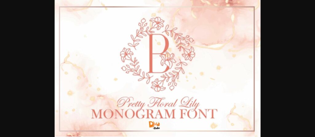 Pretty Floral Lily Monogram Font Poster 3