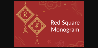 Red Square Monogram Font Poster 1