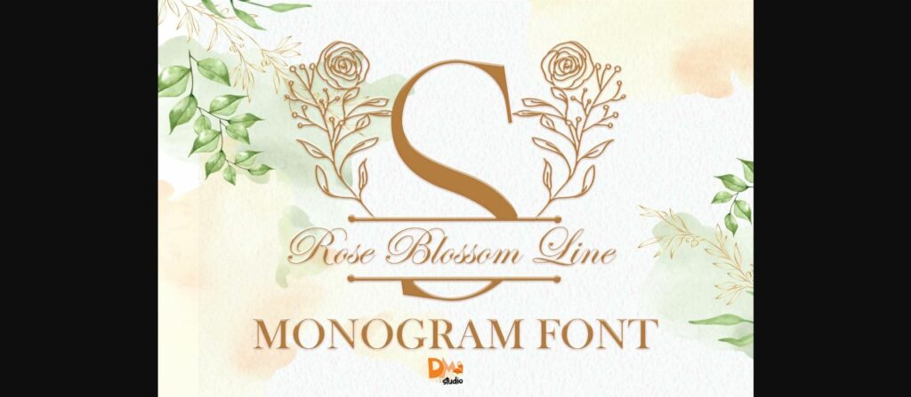 Rose Blossom Line Monogram Font Poster 1