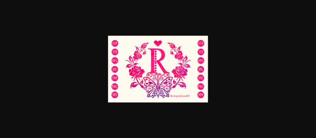 Rose Butterfly Monogram Font Poster 3